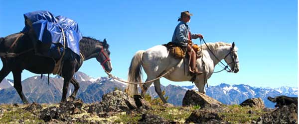 Randonnée à cheval en autonomie dans le Tsylos Park Wilderness Colombie Britannique, Canada.