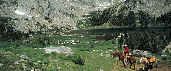 RandonnÃ©e Ã  cheval. Shoshone Wilderness Ranch, Wind River, Wyoming USA